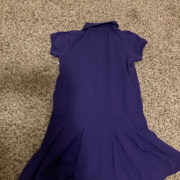 Land's End Short Sleeve Polo Dress Girls Size 16 Purple Textured Cotton Collared - Picture 3 of 3